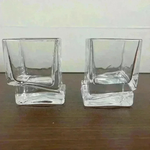 Set of 2 JoyJolt Carre Whiskey Old Fashioned Glasses Double Square Model JG10226 - Picture 2 of 15